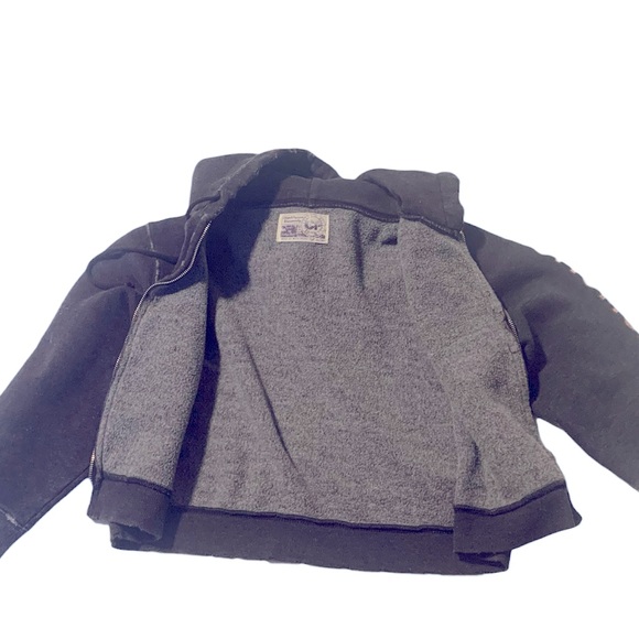 NWOT | Chip & Pepper Cropped Distressed Gray/Blue Zip Front Hoodie, M - Picture 3 of 8